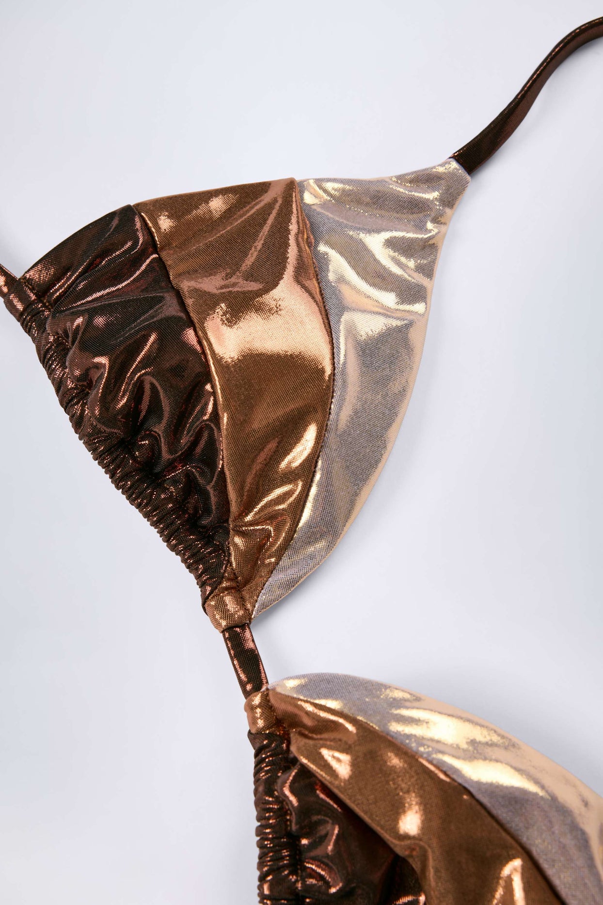 Panelled Bikini Bra in Bronze Gold - 6