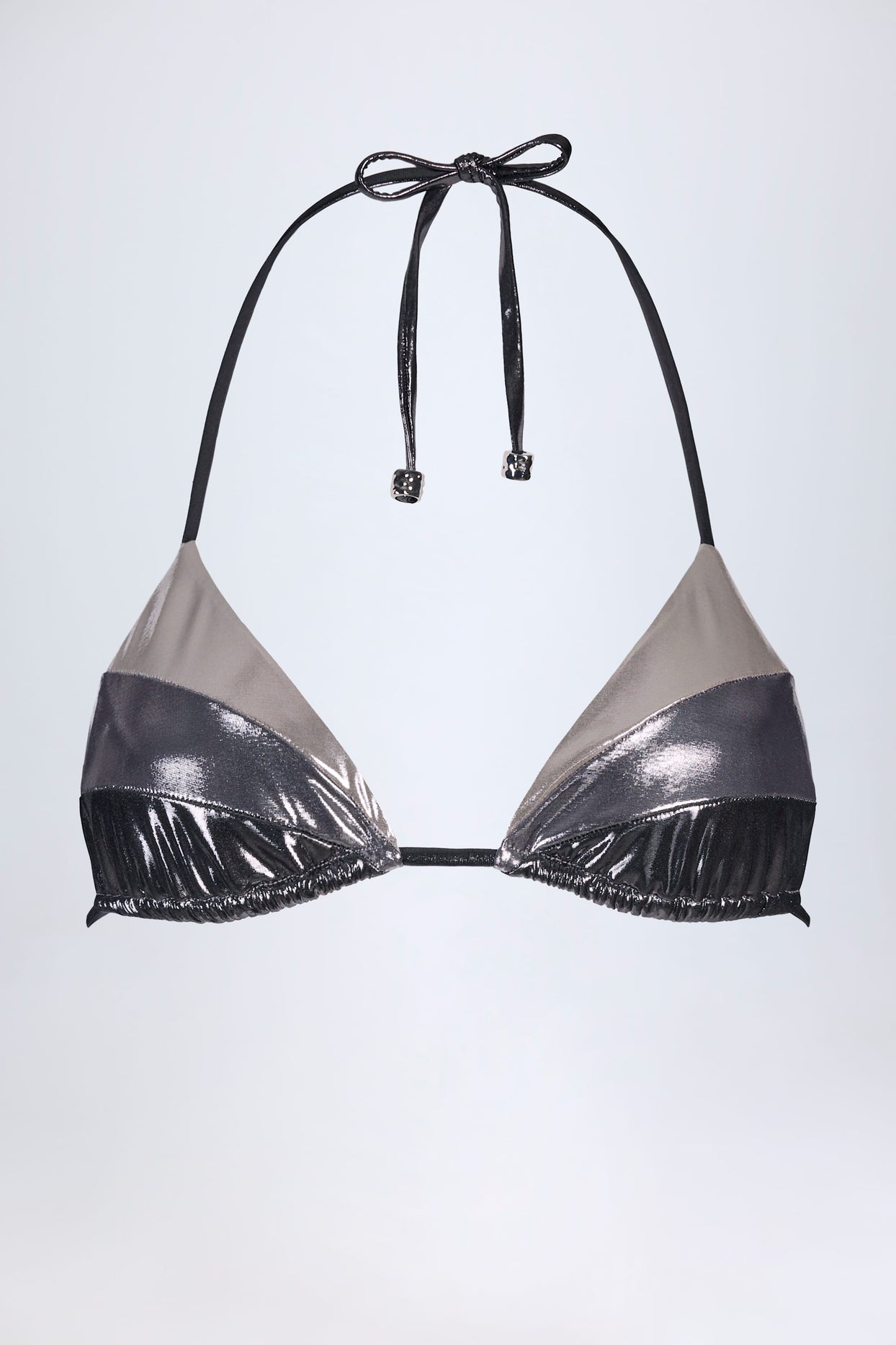 Panelled Bikini Bra in Silver Chrome - 4
