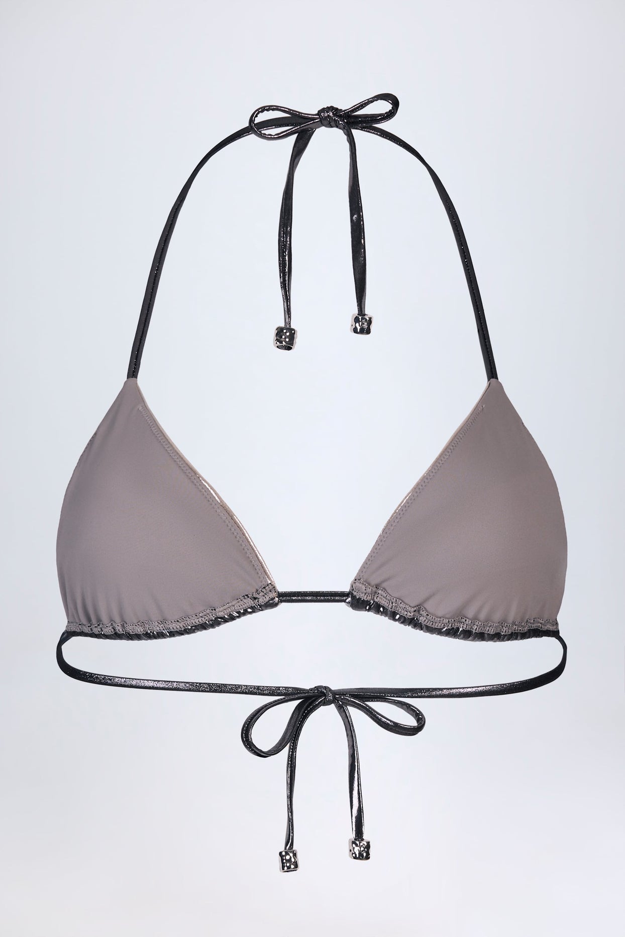 Panelled Bikini Bra in Silver Chrome - 5