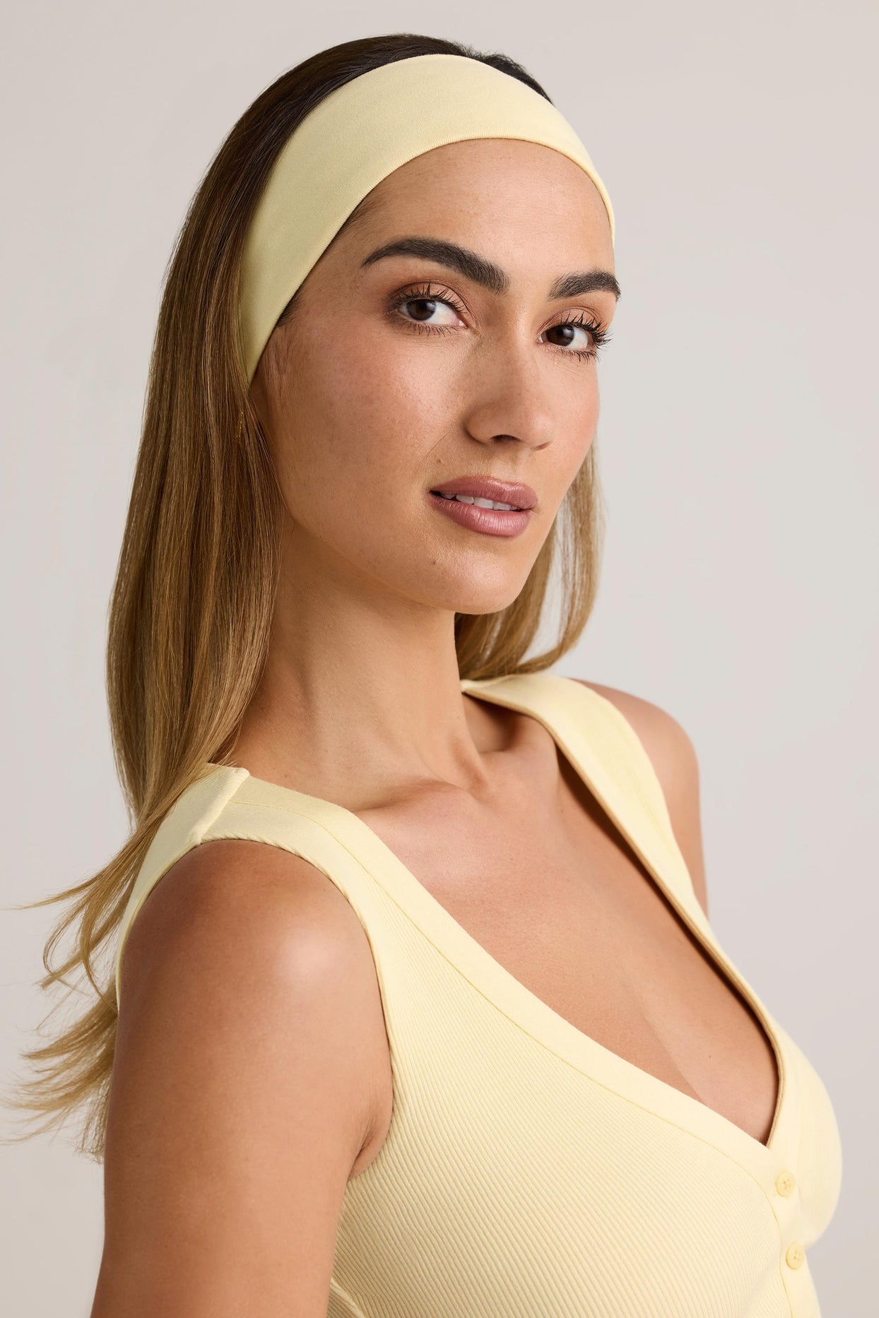 Modal Ribbed Headband in Buttercream Yellow - 3
