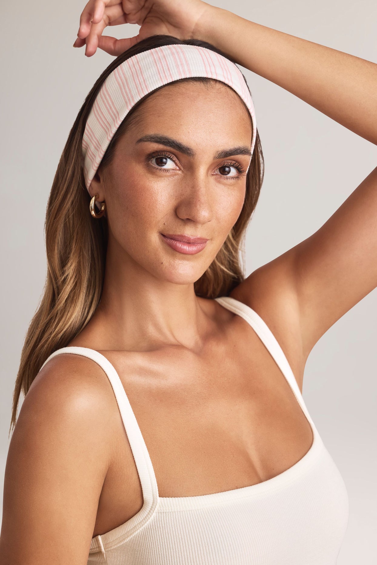 Modal Ribbed Headband in Stripe Print - 1