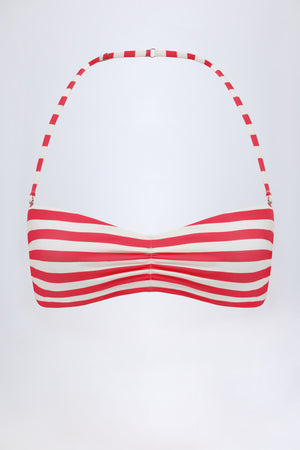 Multiway Bikini Top in Cherry Red Stripe