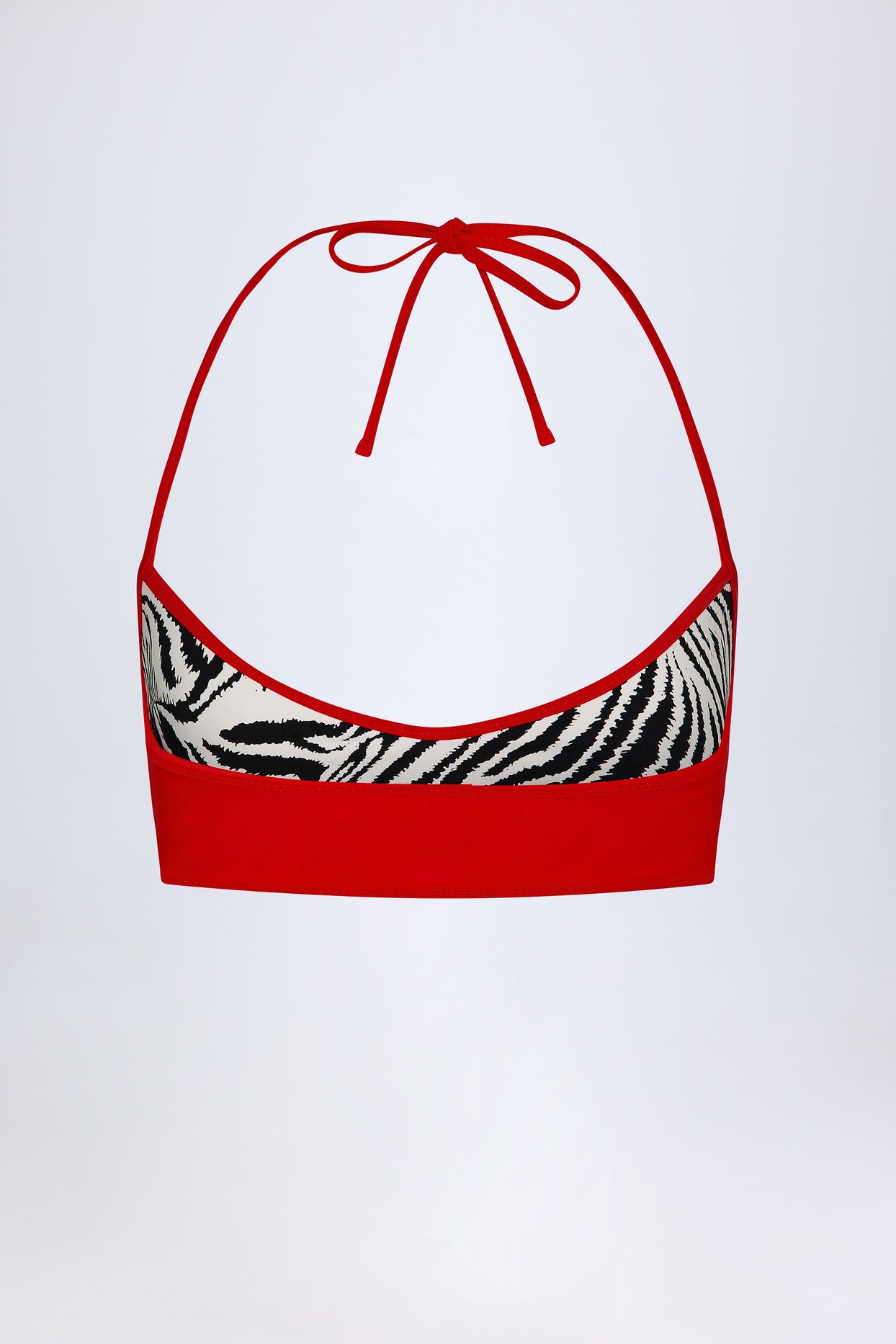 Reversible Halterneck Bikini Top in Zebra Print - 7