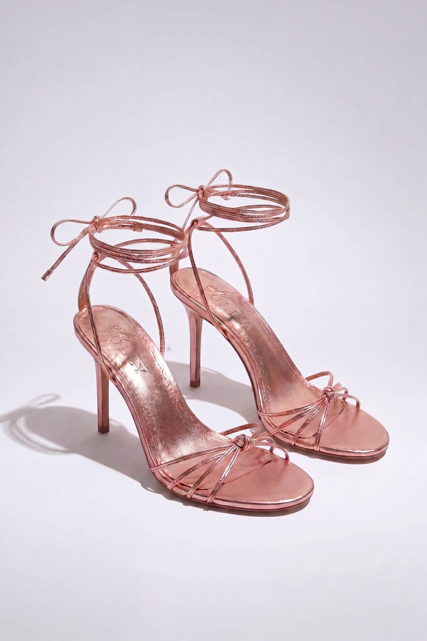 Lace-Up Heeled Sandal in Blush Pink - 1