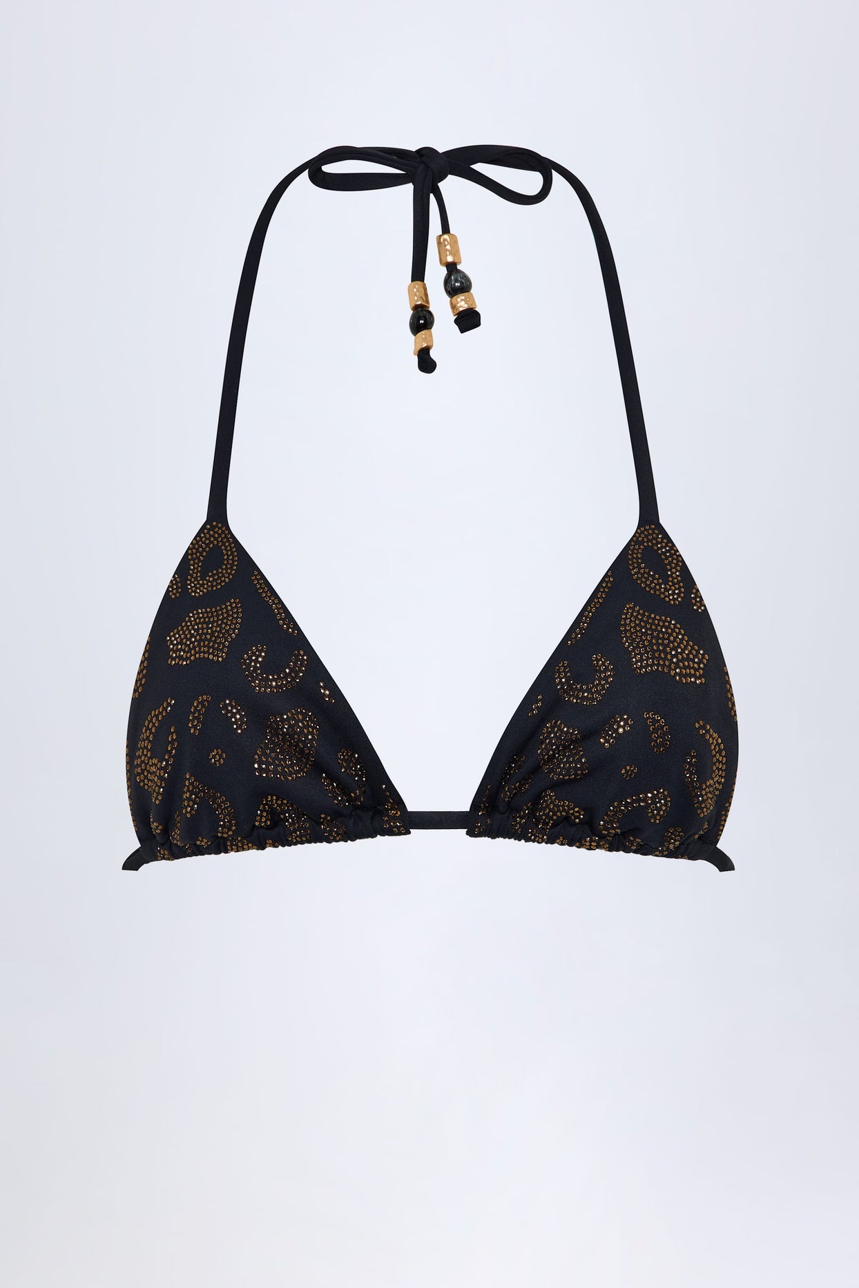 Charm-Detail Triangle Bikini Top in Black - 3