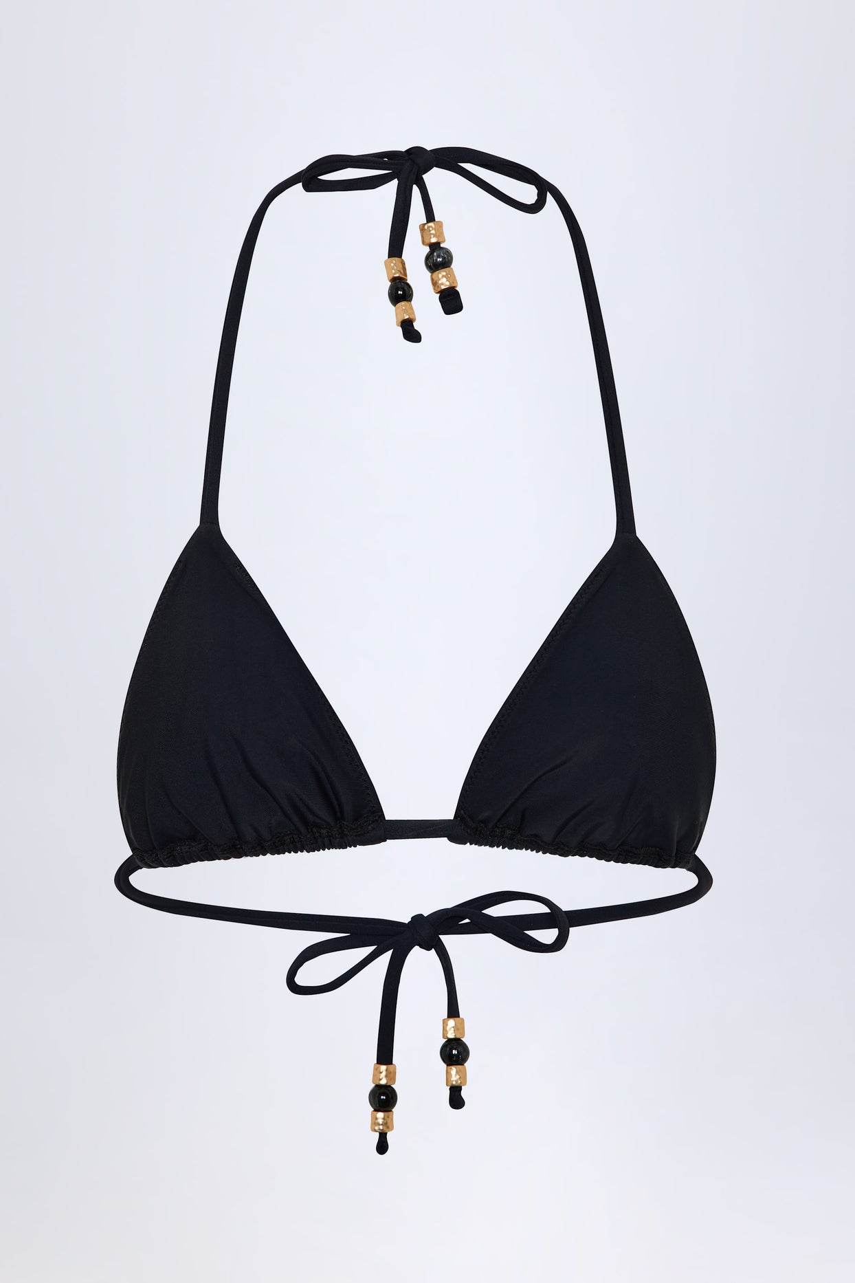Charm-Detail Triangle Bikini Top in Black - 4