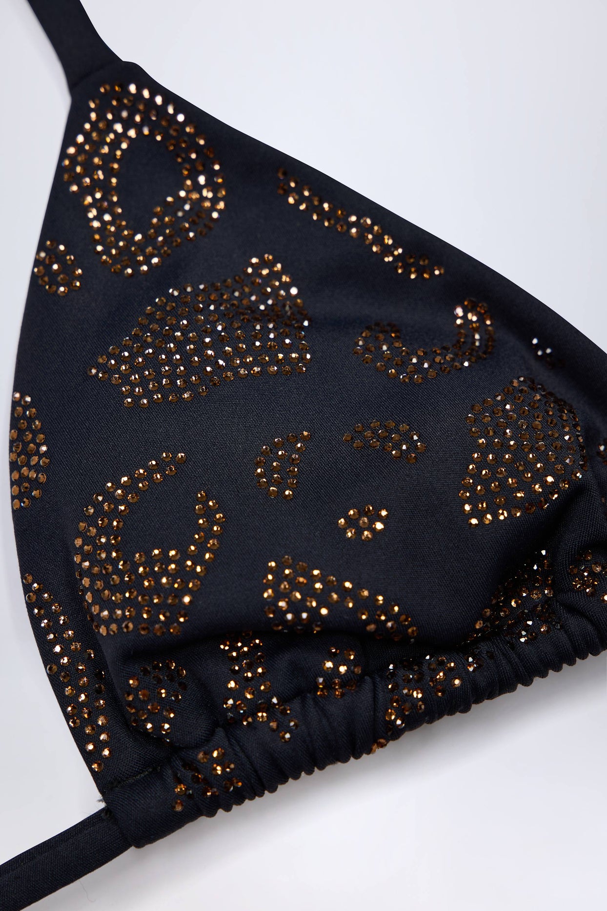 Charm-Detail Triangle Bikini Top in Black - 5