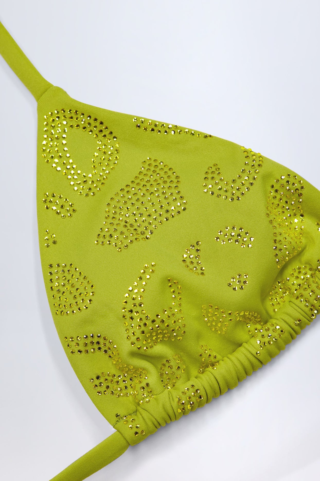 Charm-Detail Triangle Bikini Top in Olive Green - 5
