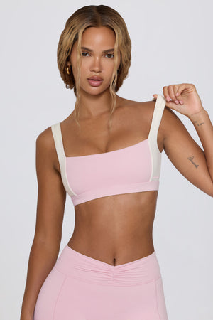 Contrast Sports Bra in Pale Pink Marl