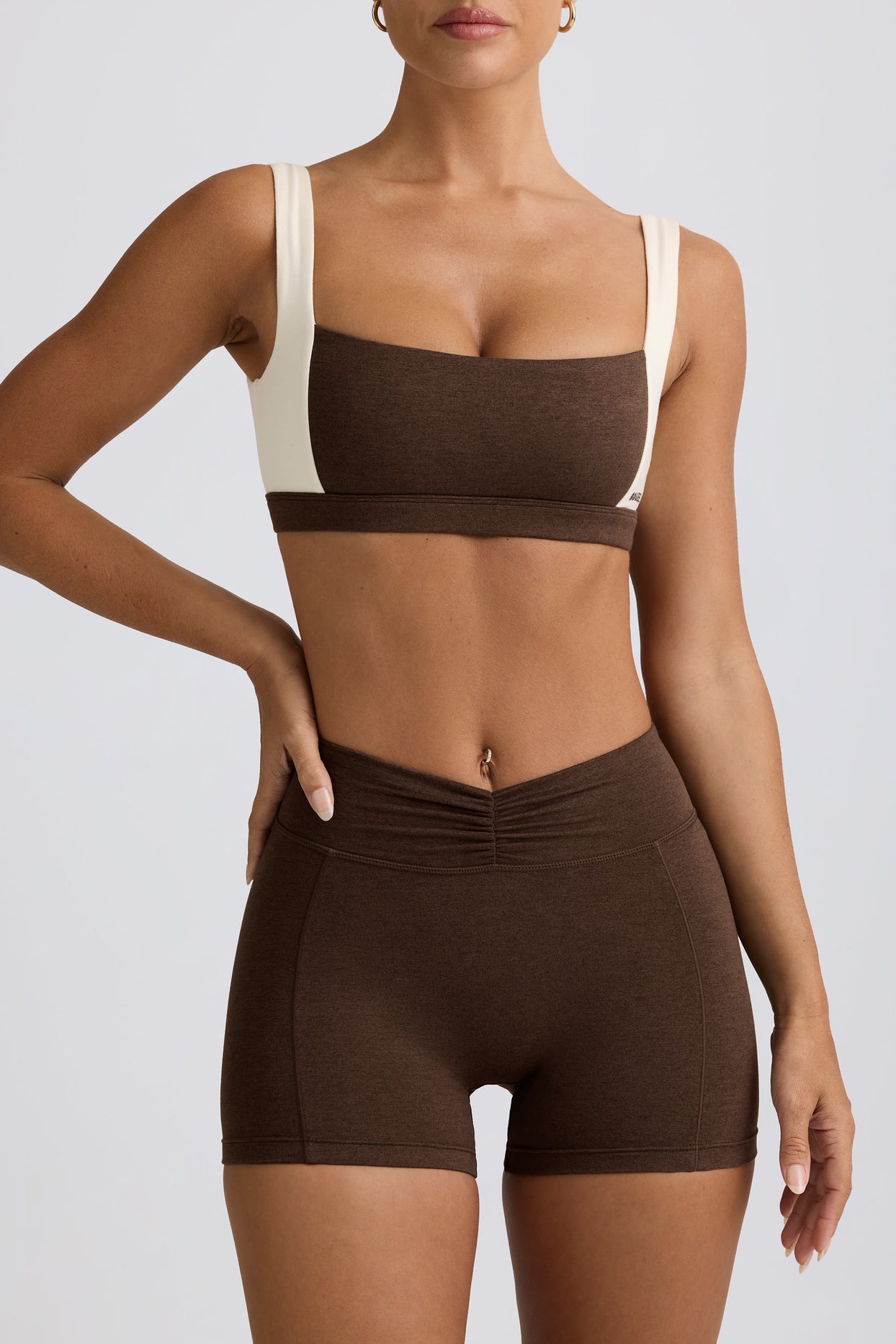 Contrast Sports Bra in Pecan Marl - 4