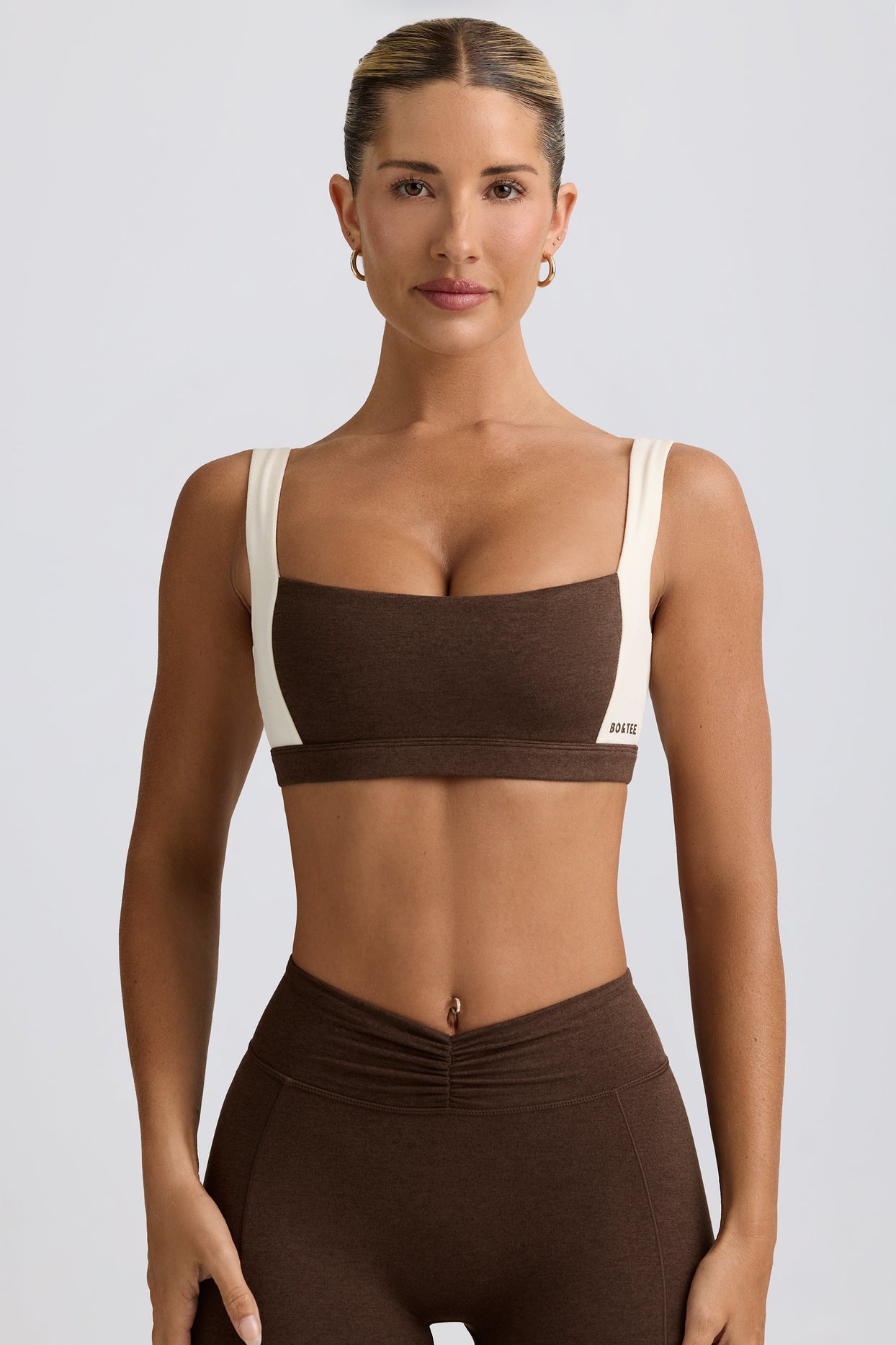 Contrast Sports Bra in Pecan Marl - 5