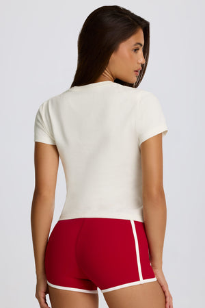 Cropped Graphic T-Shirt in Ivory