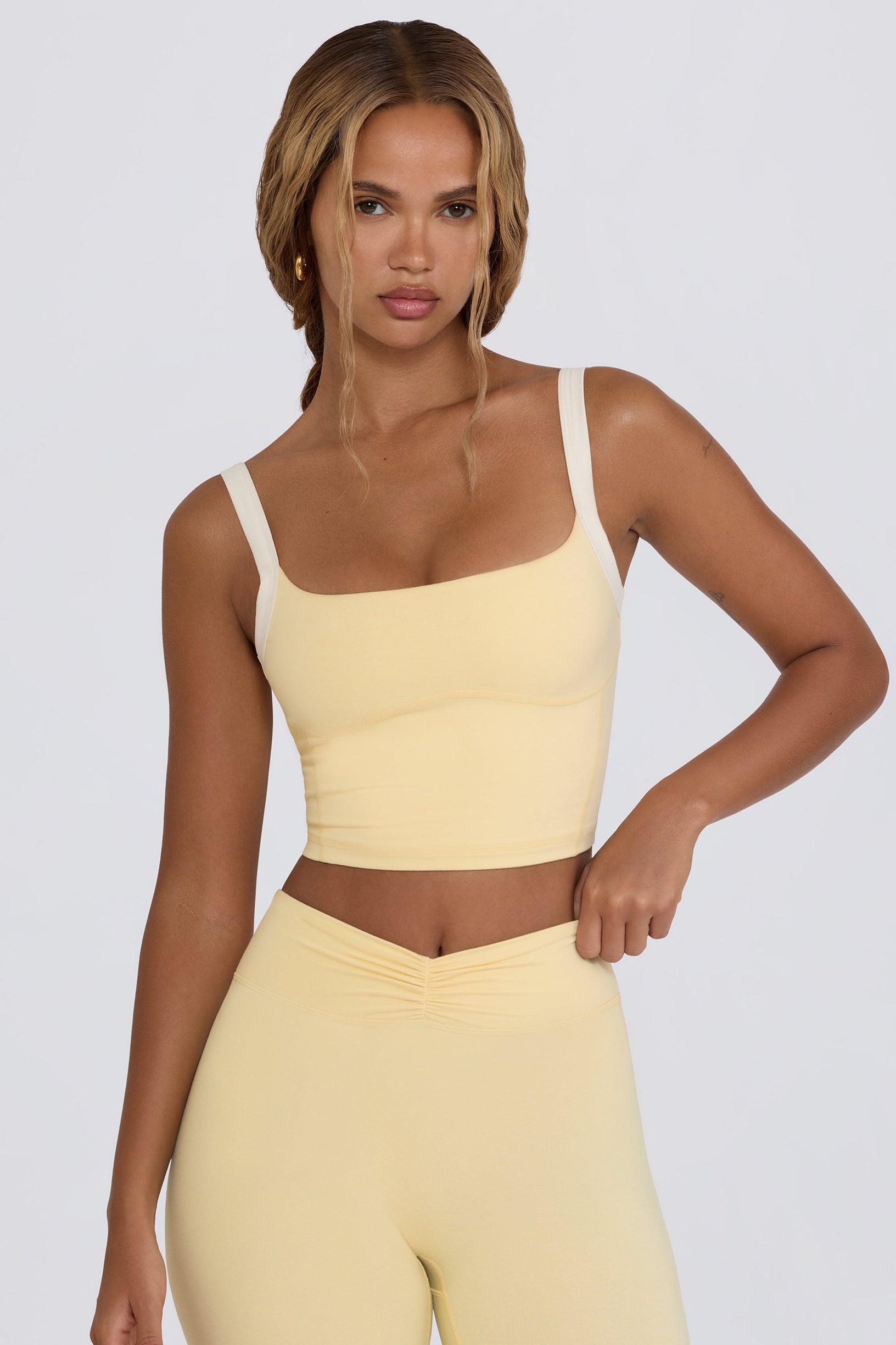 Cropped Tank Top in Lemon Marl - 1