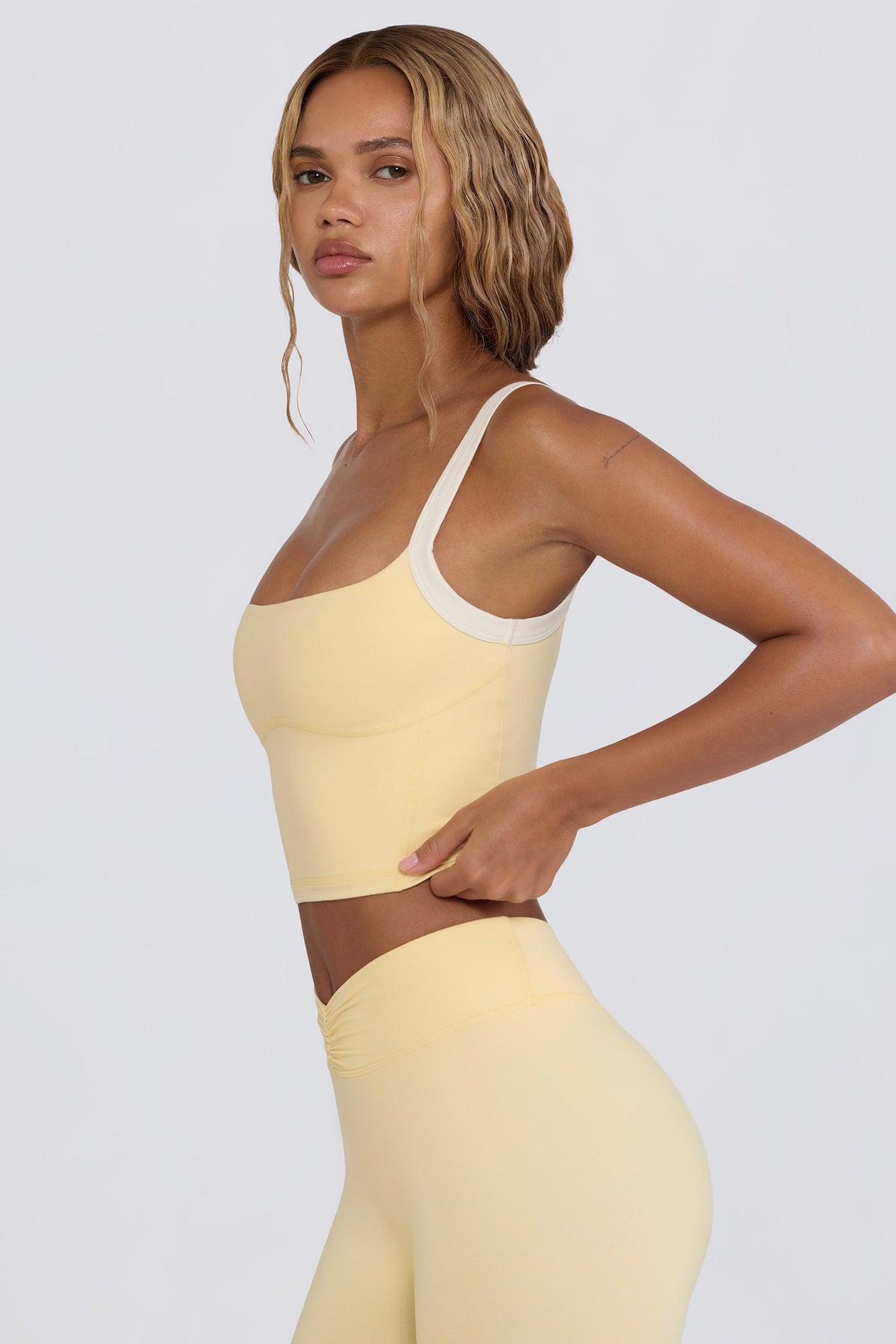 Cropped Tank Top in Lemon Marl - 3