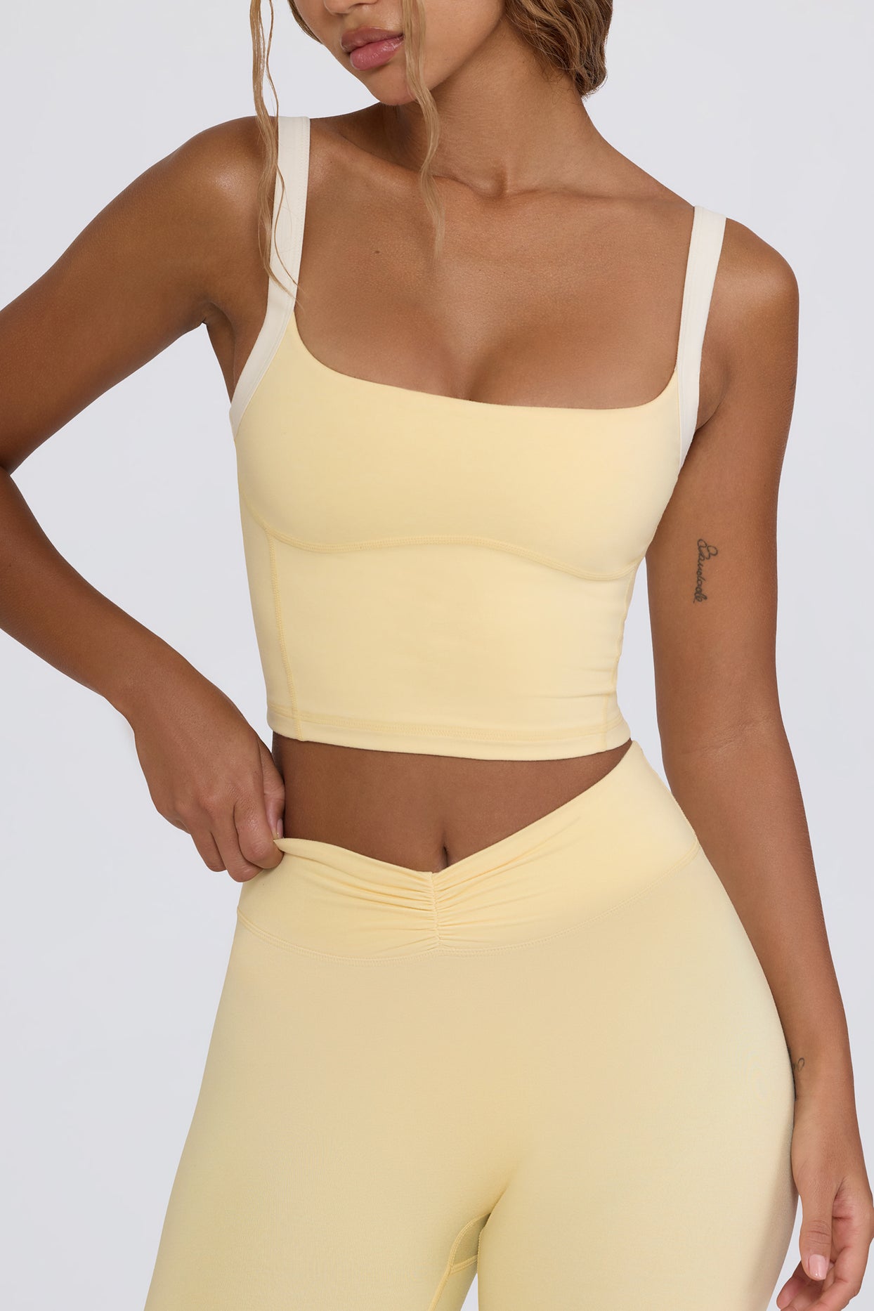 Cropped Tank Top in Lemon Marl - 4