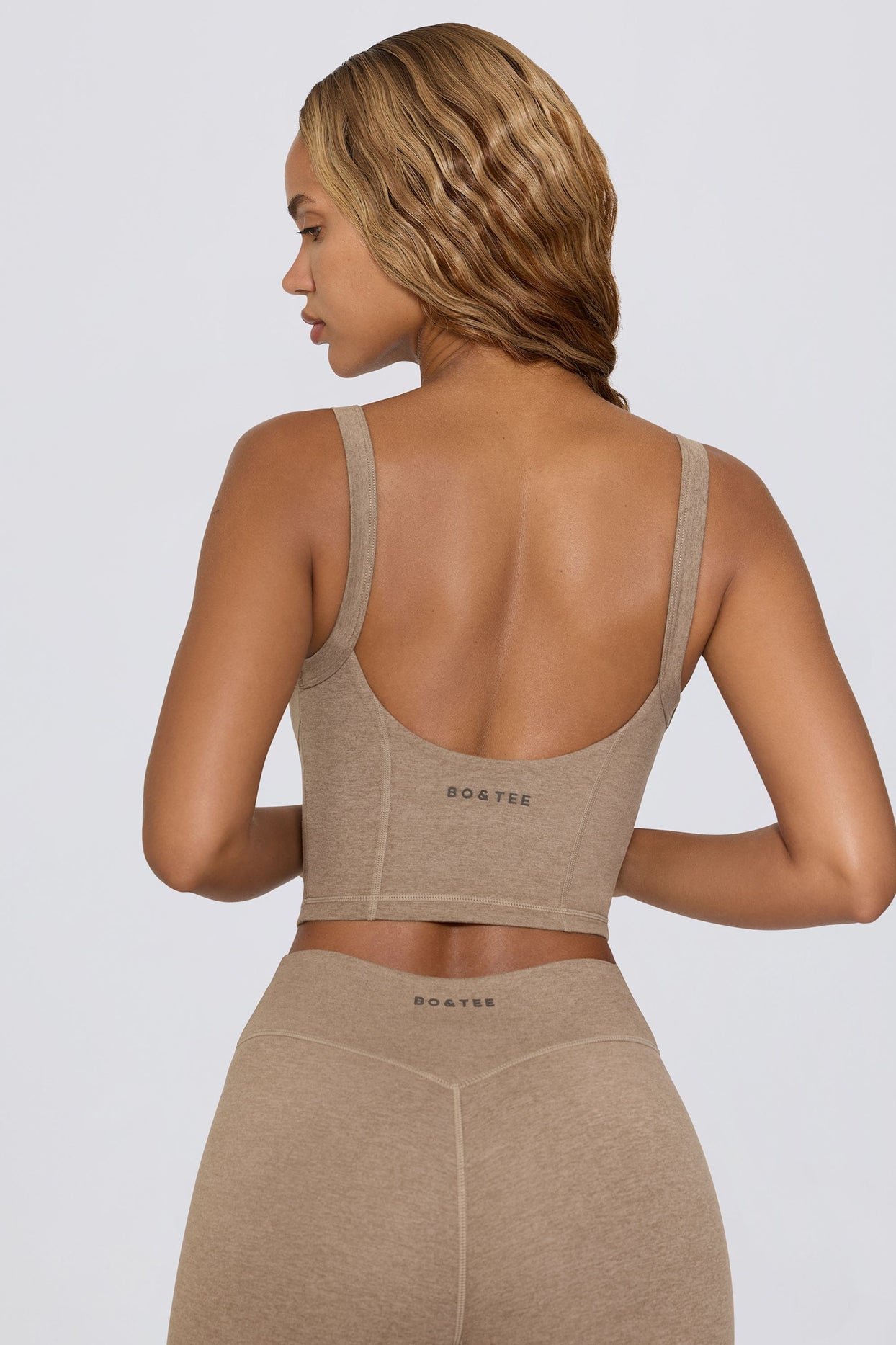 Cropped Tank Top in Mocha Marl - 2