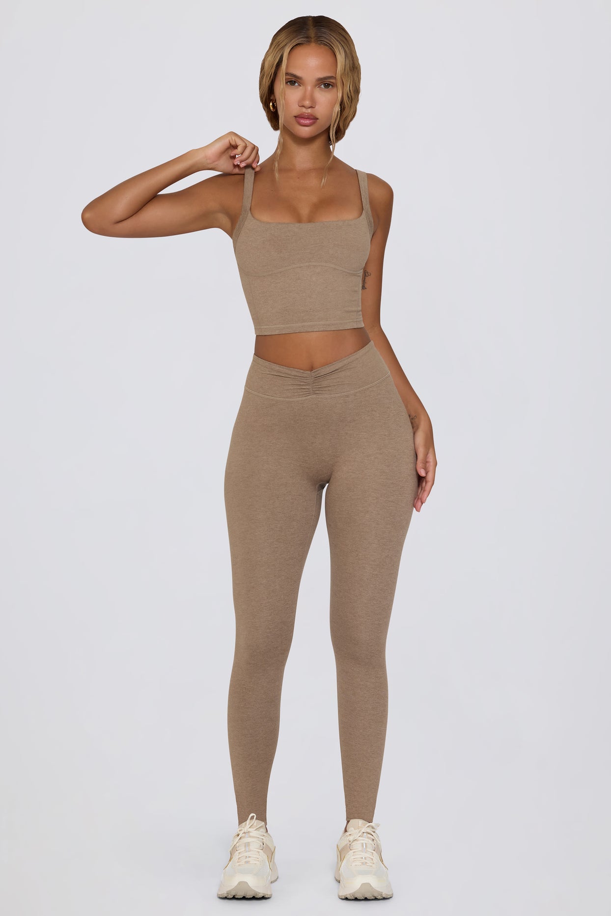 Cropped Tank Top in Mocha Marl - 4