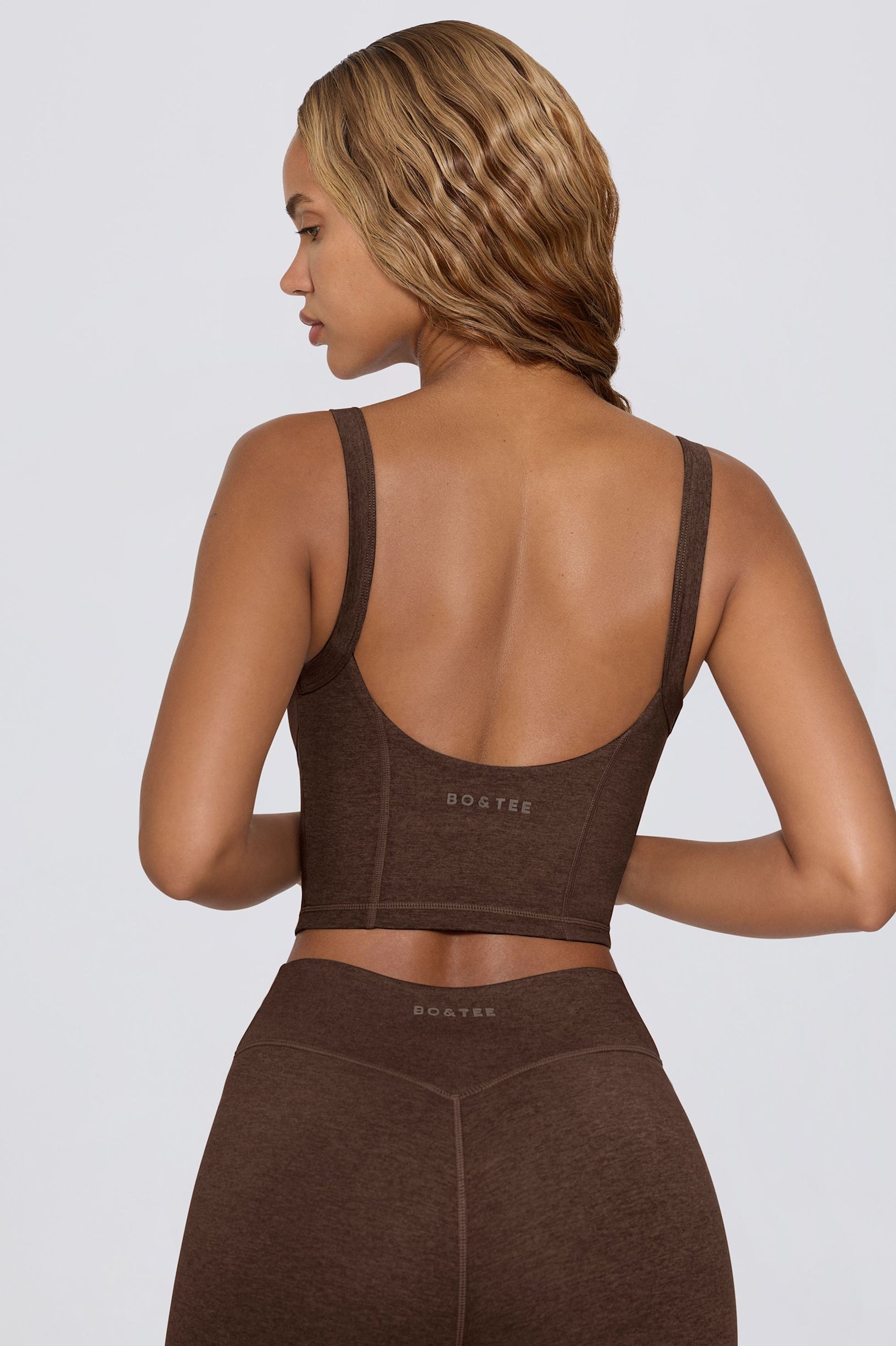 Cropped Tank Top in Pecan Marl - 2