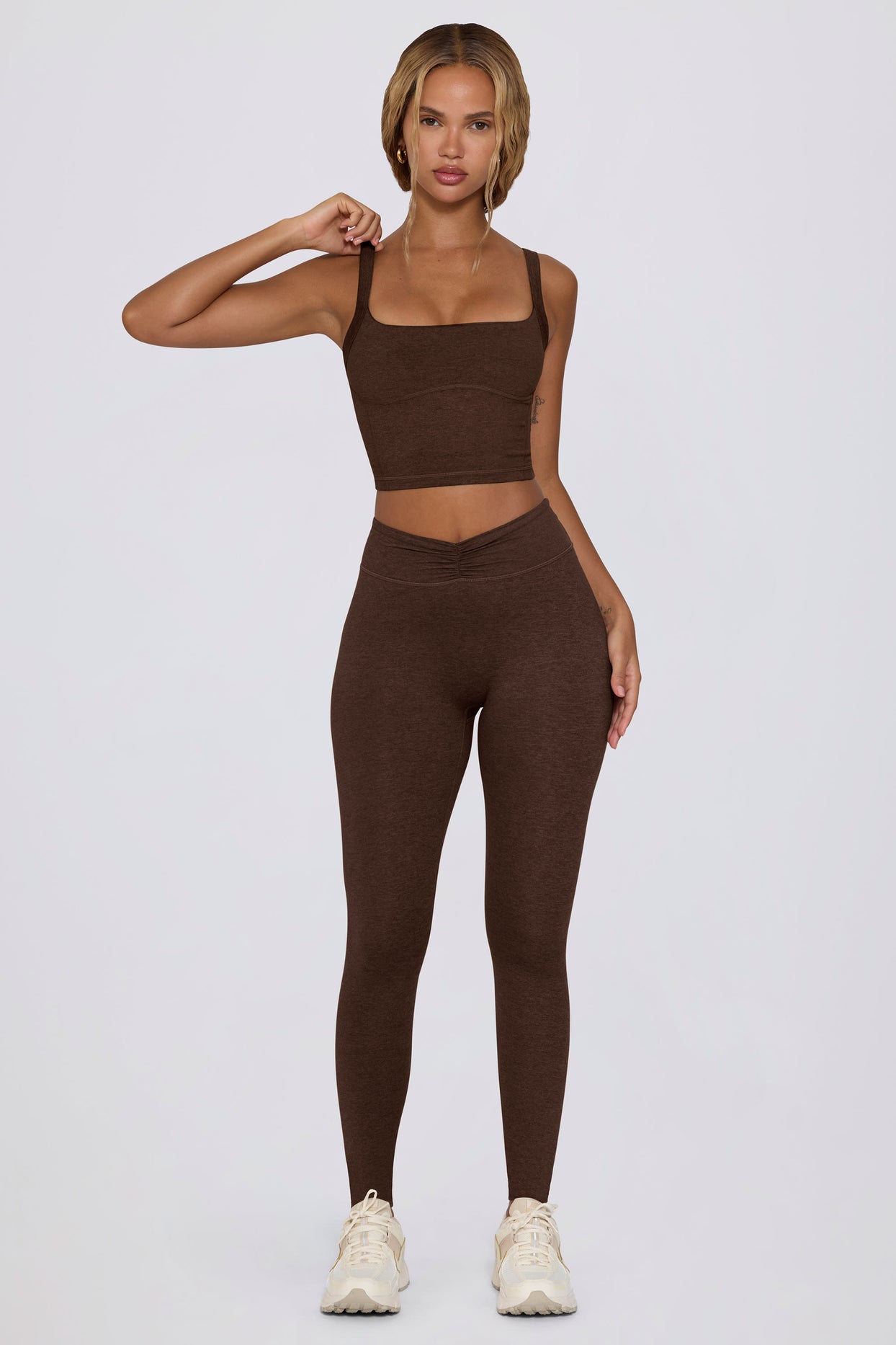 Cropped Tank Top in Pecan Marl - 4