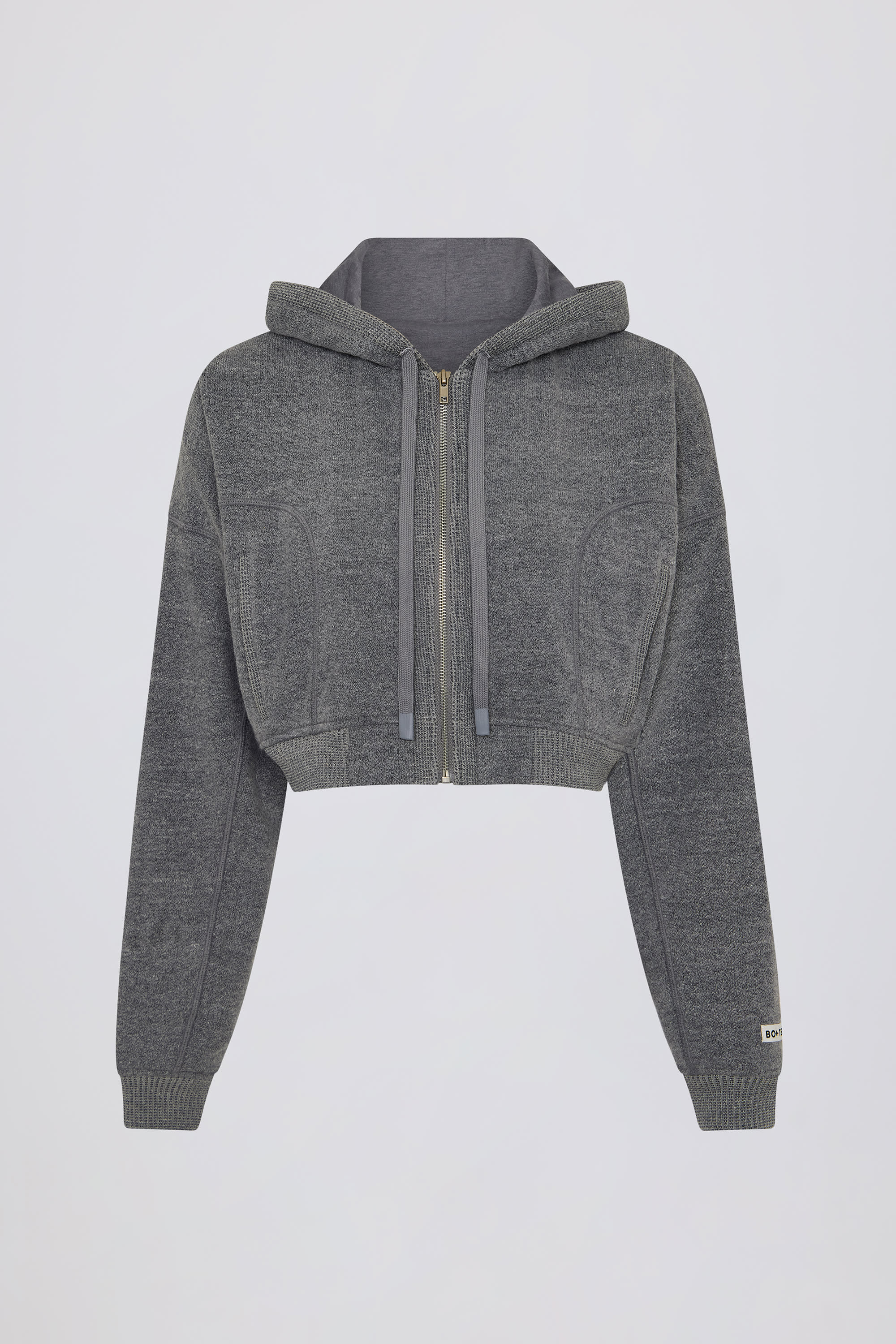 トップス Short Hoodie(Charcoal Gray) Cropped Zip-Up Hoodie in Dark Grey | Oh Polly