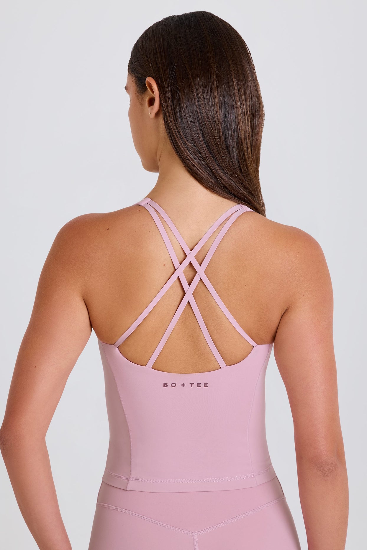 Crossback Longline Tank Top in Mauve - 4