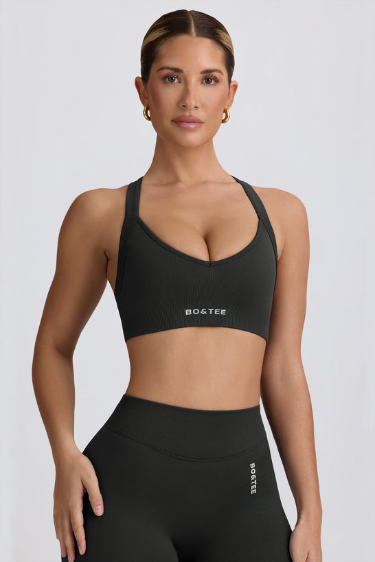 Super Sculpt Seamless Cross-Back Sports Bra in Ash