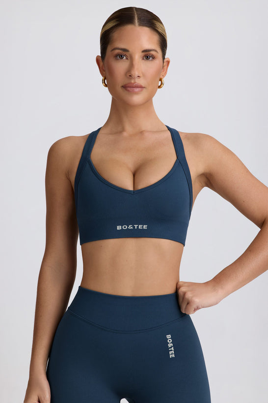 Super Sculpt Seamless Cross-Back Sports Bra in Blue