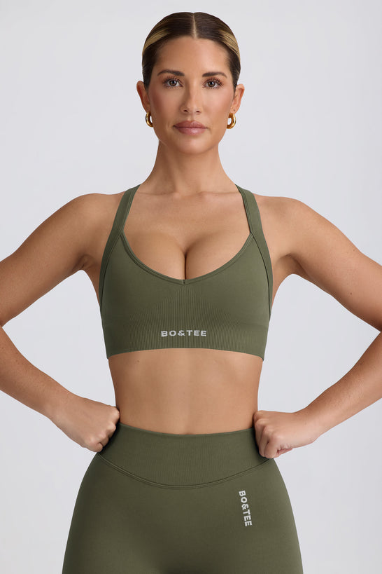 Super Sculpt Seamless Cross-Back Sports Bra in Light Green