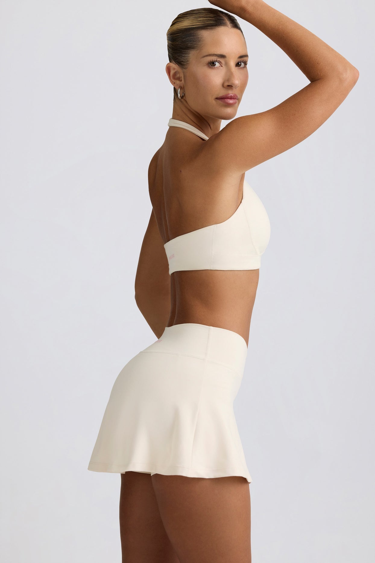 Brushed Jersey Crossover Mini Skort in Vanilla - 5