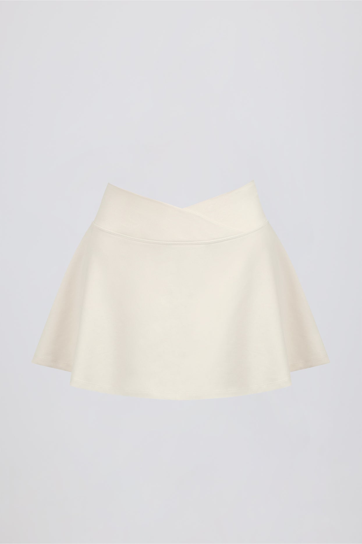 Brushed Jersey Crossover Mini Skort in Vanilla - 6