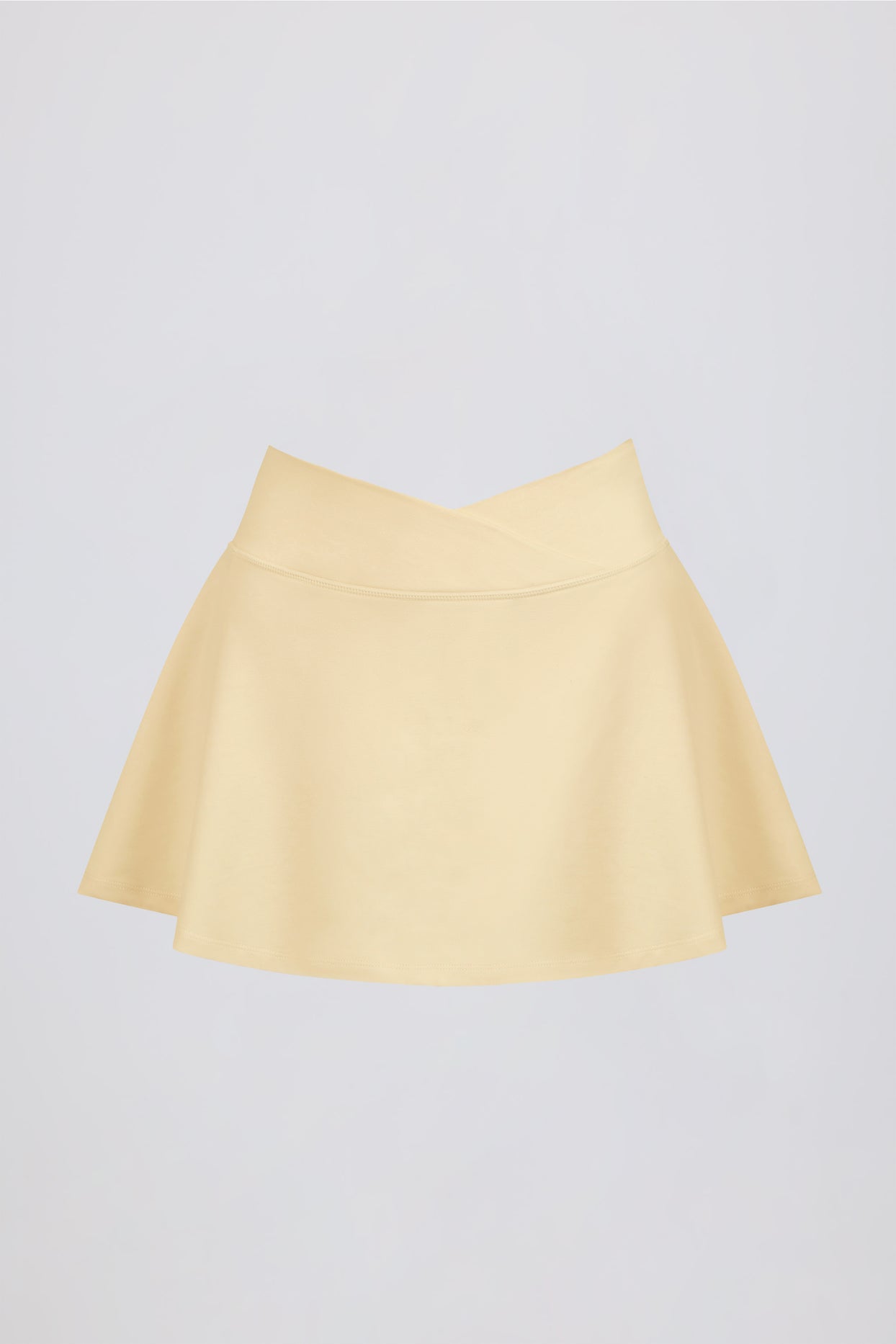 Brushed Jersey Crossover Mini Skort in Lemon Marl - 5