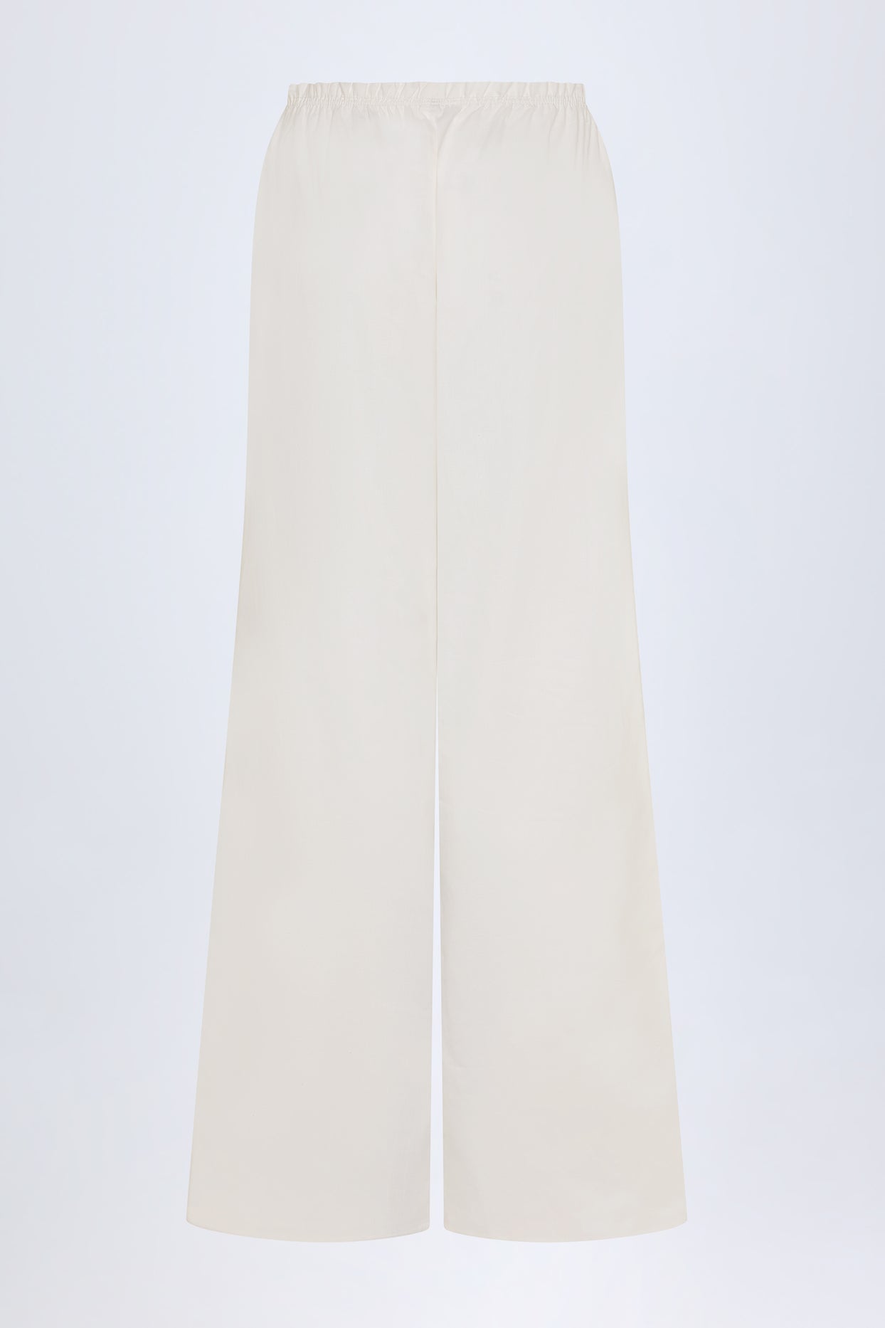 Wide-Leg Cotton-Poplin Trousers in White - 3