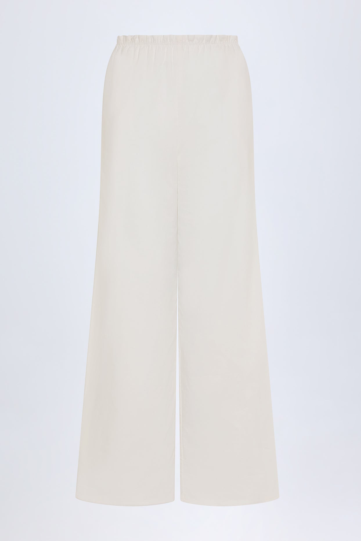 Wide-Leg Cotton-Poplin Trousers in White - 4
