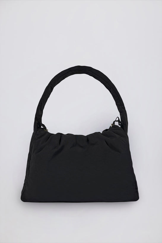 Drawstring Puffer Tote Bag in Black