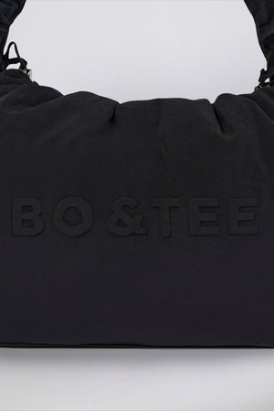 Drawstring Puffer Tote Bag in Black