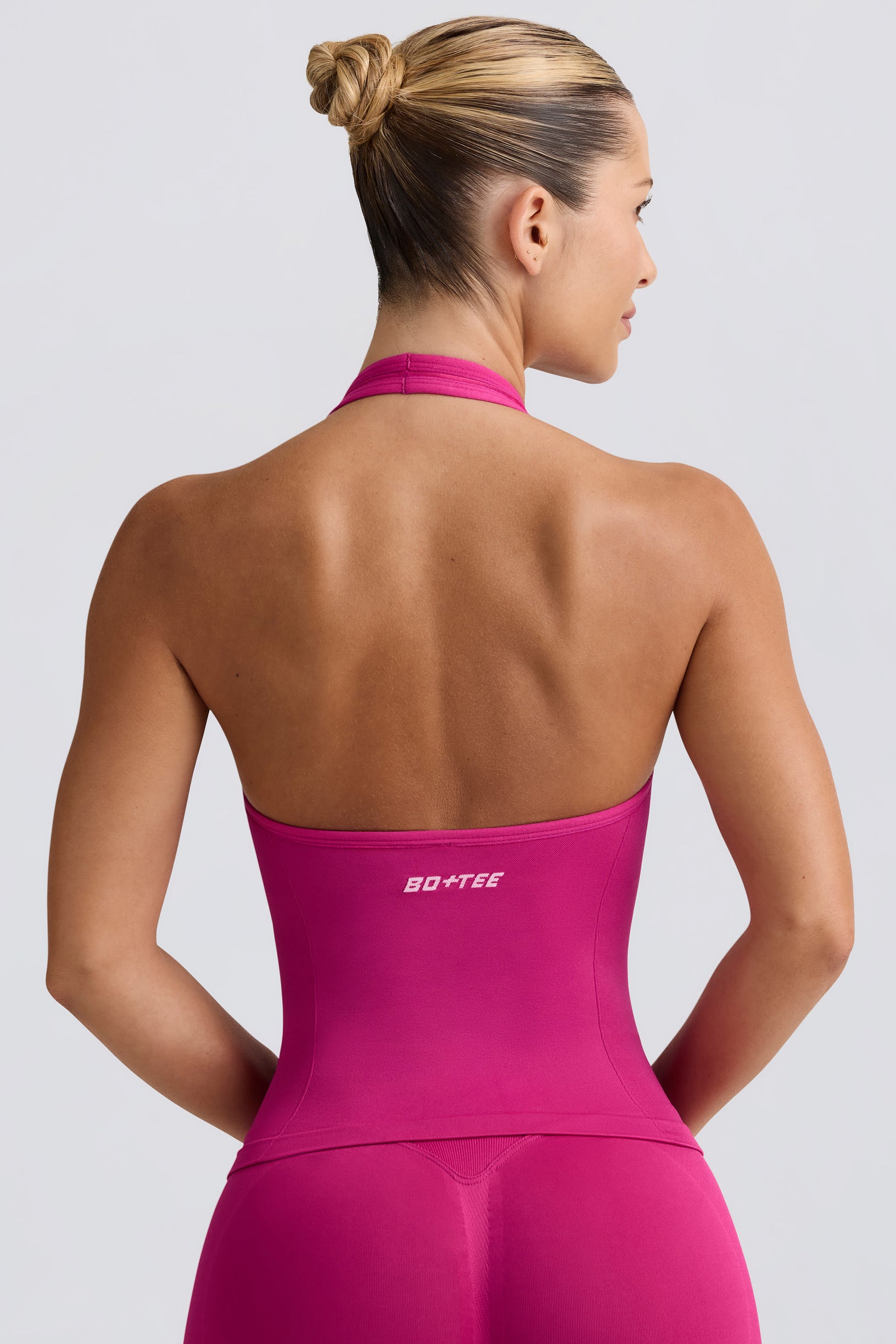 Define Luxe Halterneck Tank Top in Berry - 2