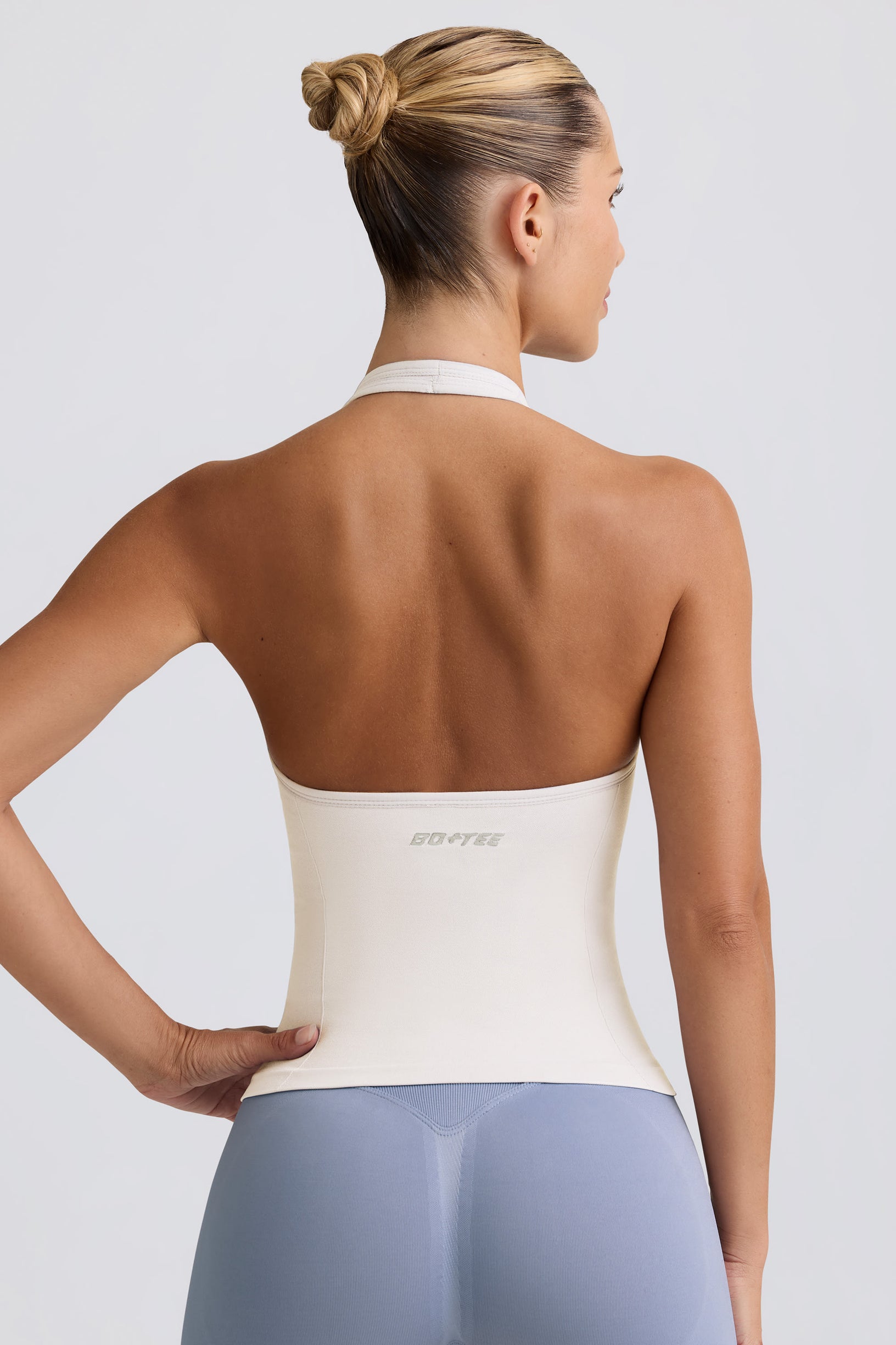 Define Luxe Halterneck Tank Top in White - 2