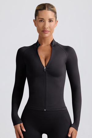 Define Luxe Zip-Up Jacket in Black