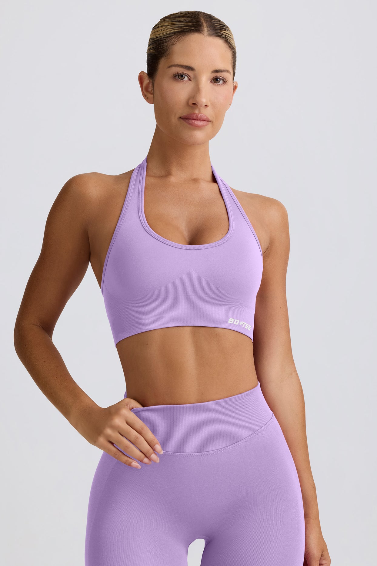 Define Luxe Halterneck Sports Bra in Lilac - 1