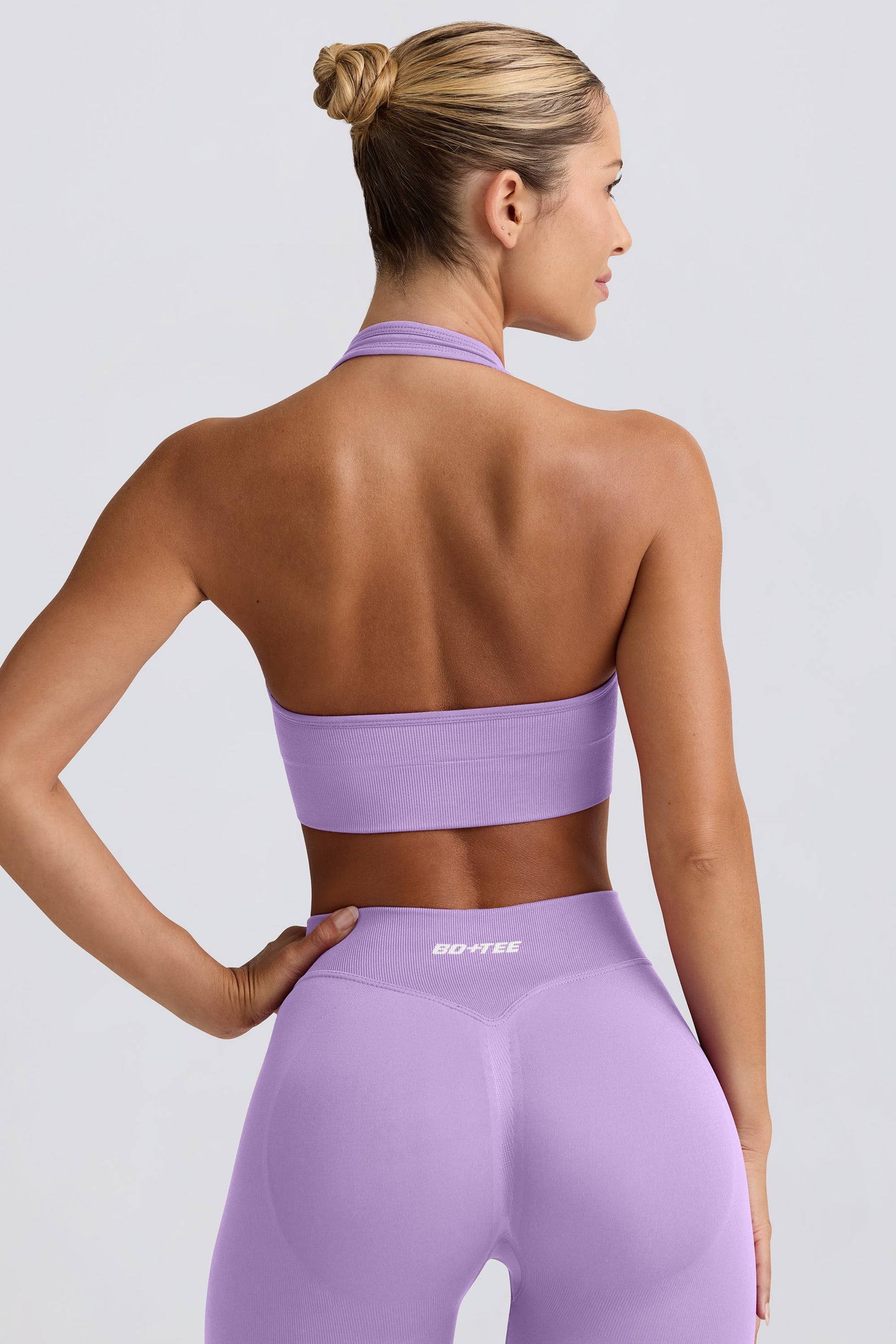 Define Luxe Halterneck Sports Bra in Lilac - 2