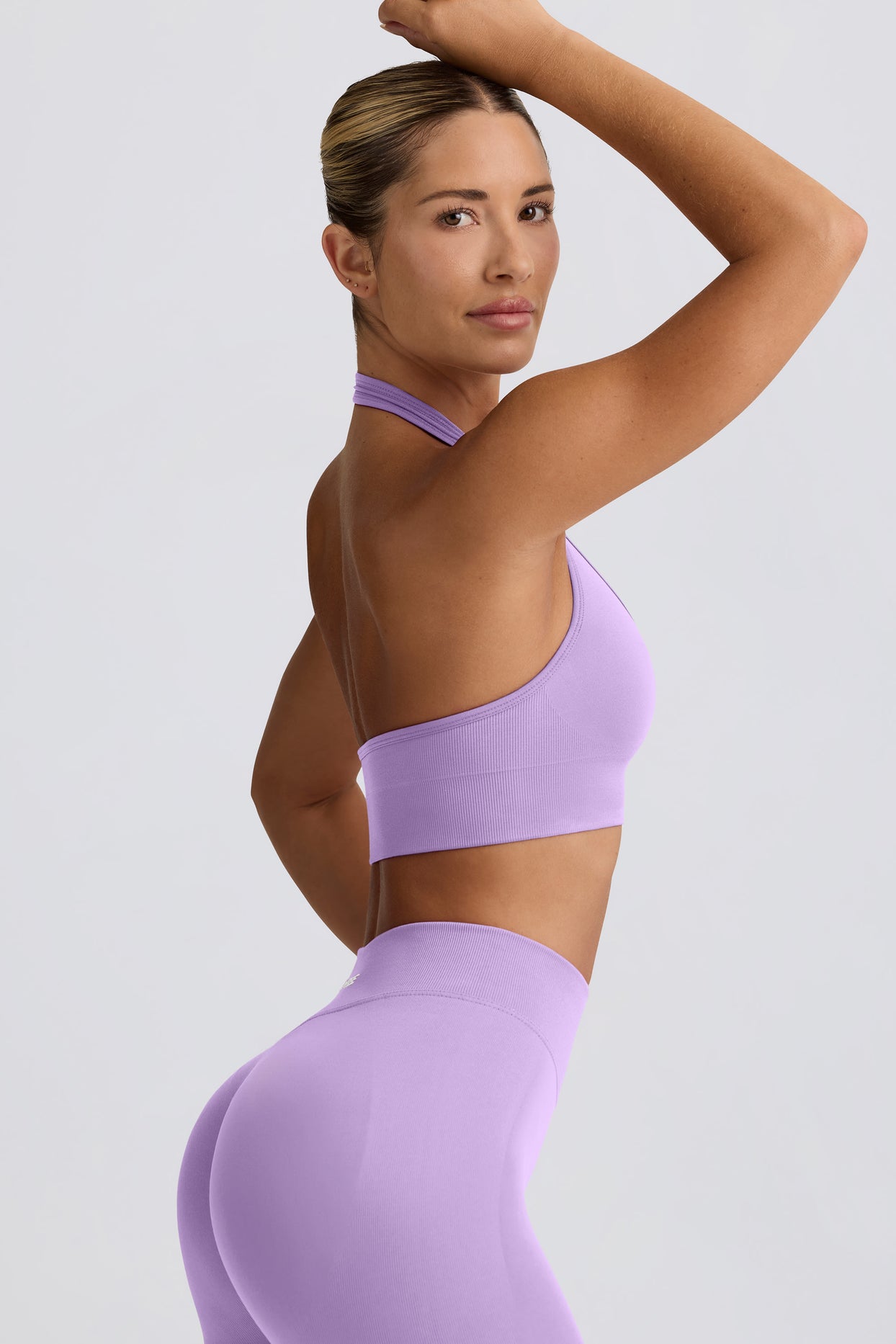 Define Luxe Halterneck Sports Bra in Lilac - 3