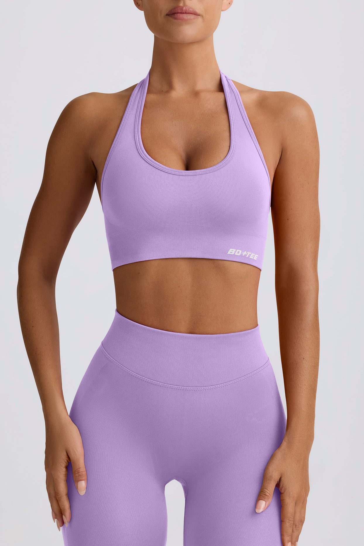 Define Luxe Halterneck Sports Bra in Lilac - 4