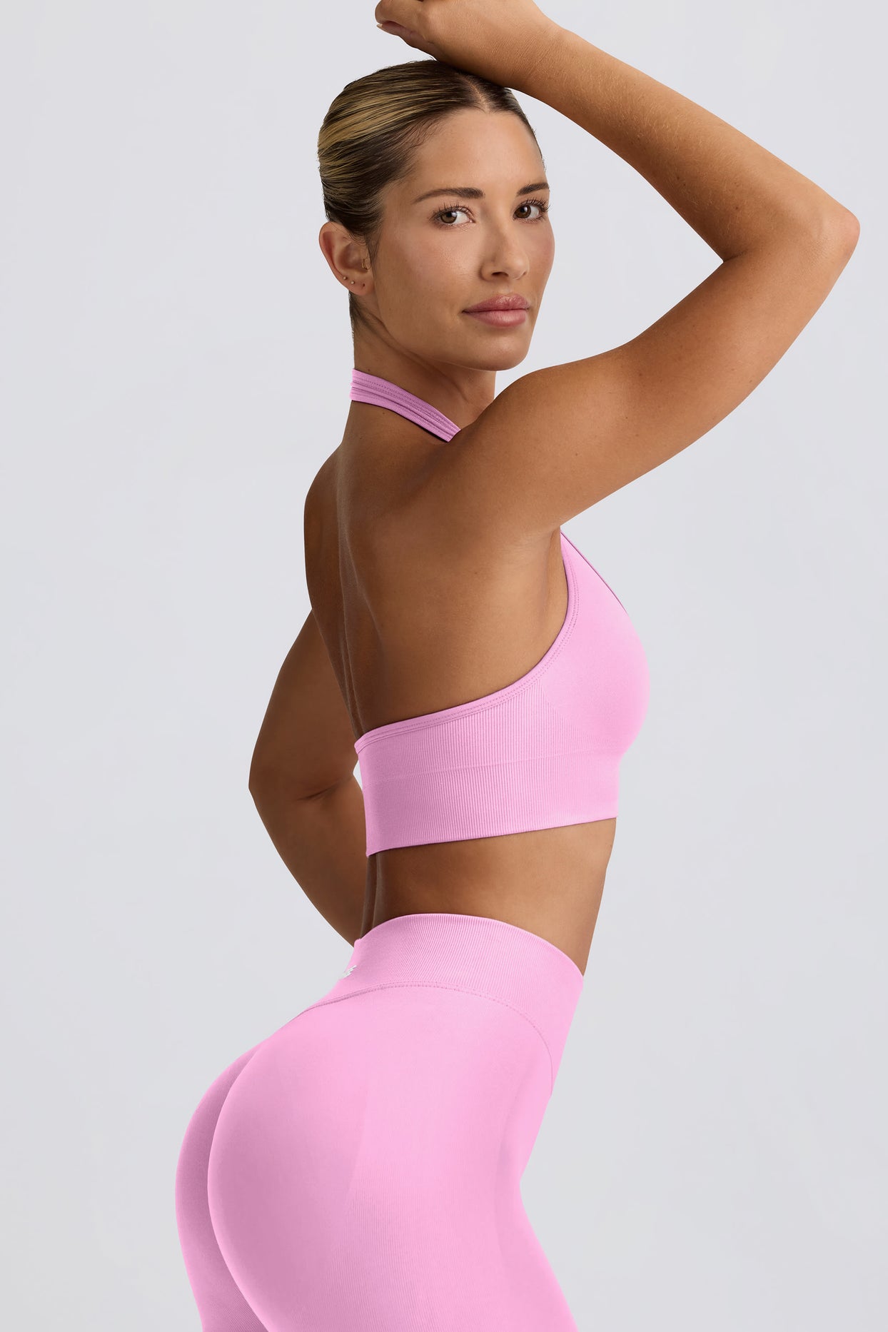Define Luxe Halterneck Sports Bra in Bubblegum Pink - 3