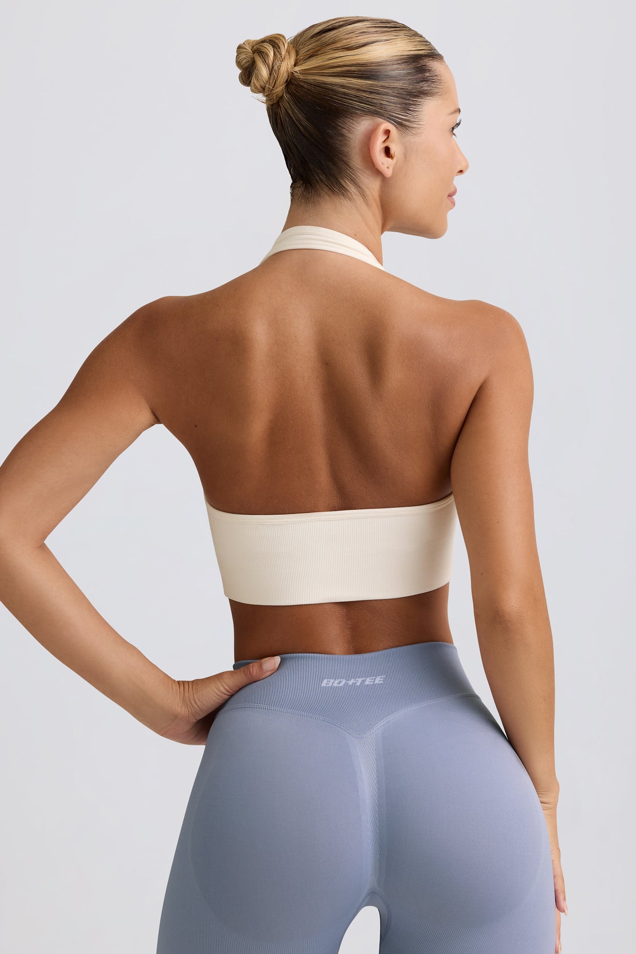 Define Luxe Halterneck Sports Bra in White - 2