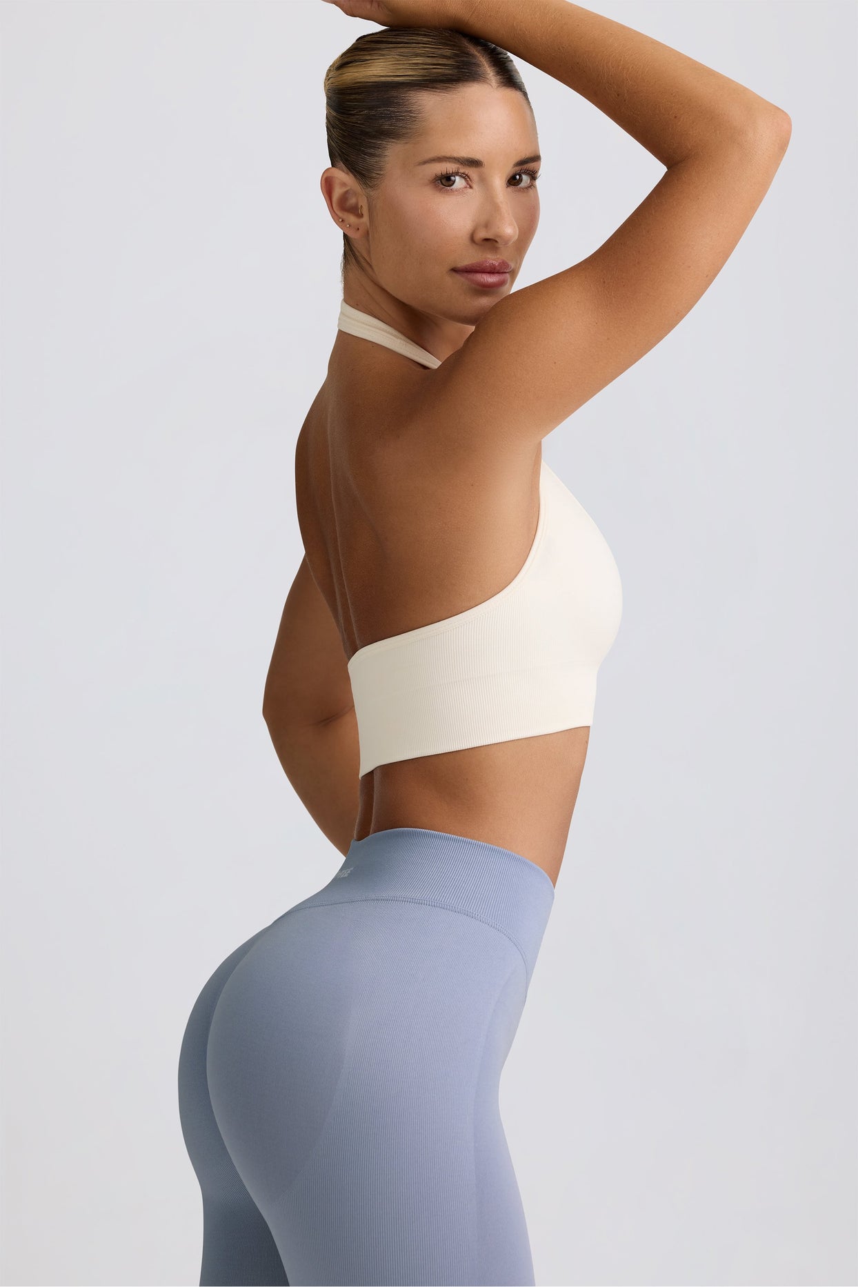 Define Luxe Halterneck Sports Bra in White - 3