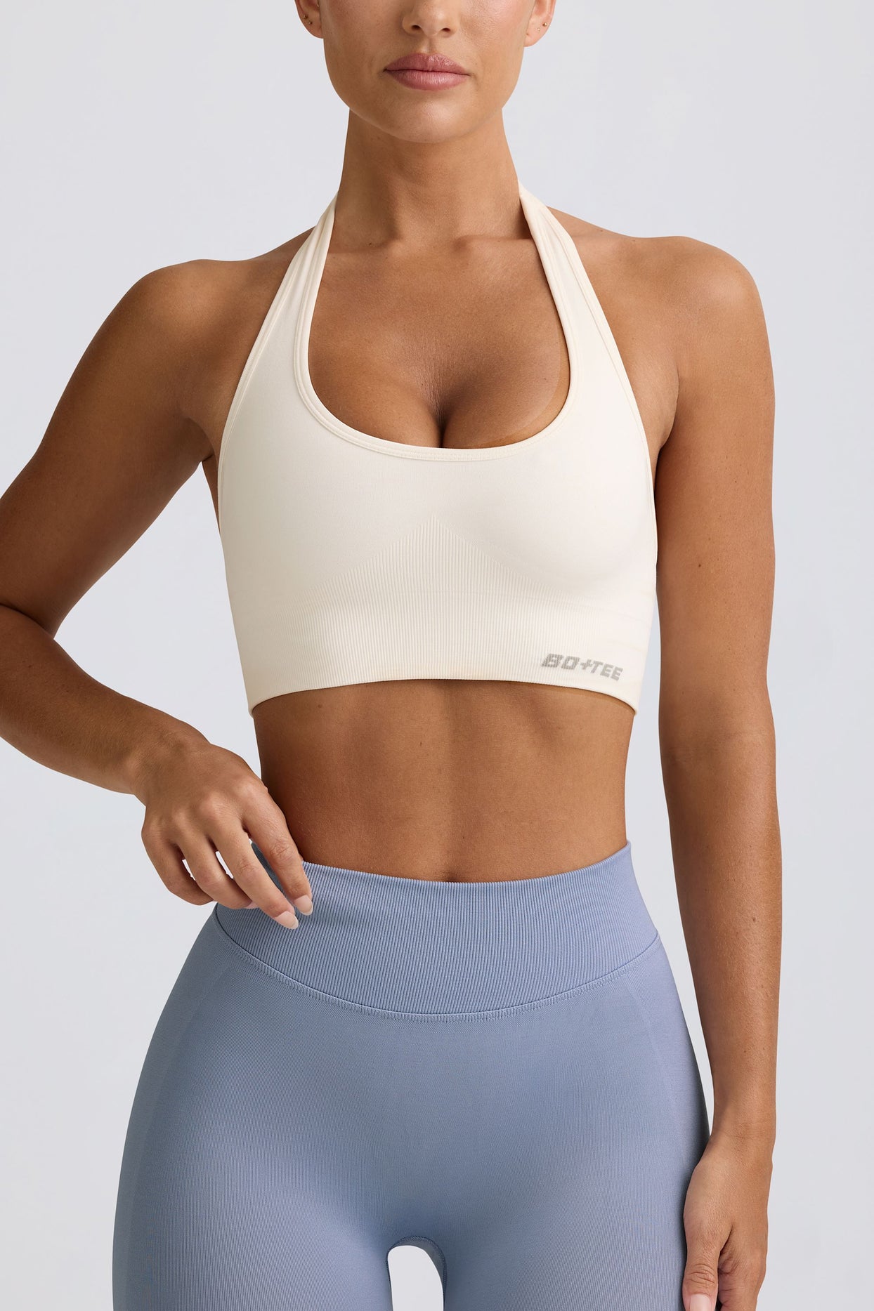 Define Luxe Halterneck Sports Bra in White - 4