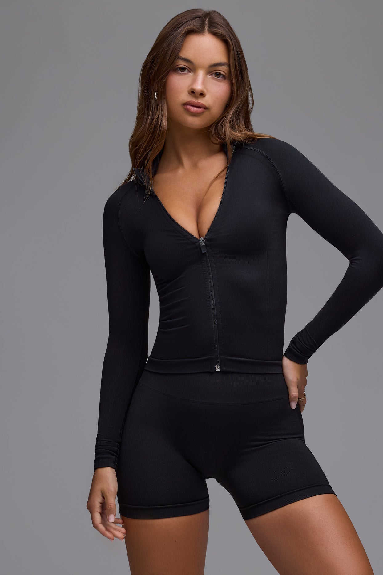 Define Luxe High-Waist Mini Shorts in Black - 6
