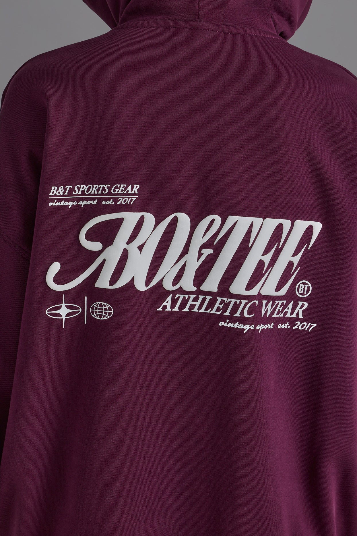 Cotton Fleece Appliqué Oversized Hoodie in Grape - 5