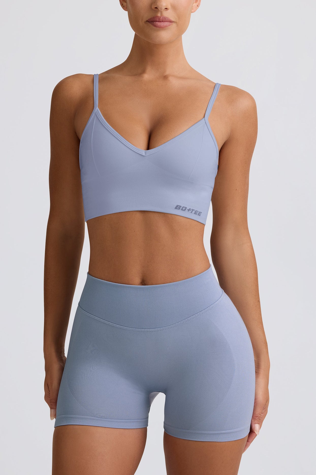Define Luxe V-Neck Sports Bra in Blue Grey - 4
