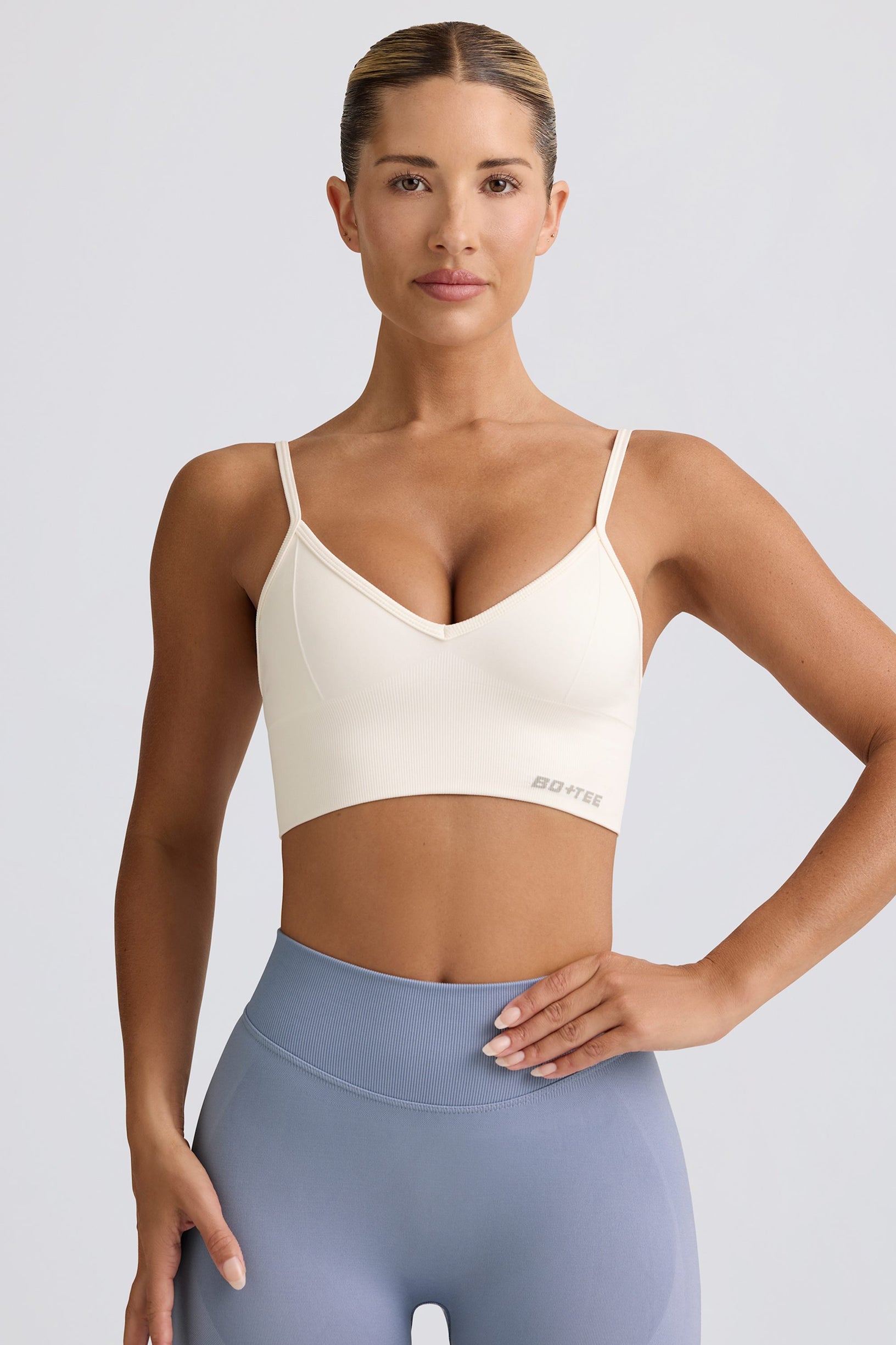 Define Luxe V-Neck Sports Bra in White - 1